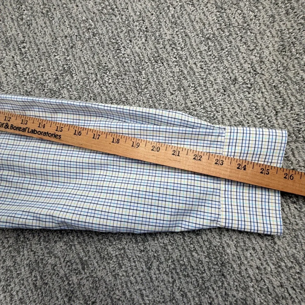 Polo Ralph Lauren Dress Shirt Mens 16.5 34/35 Blue Yellow Check Easy Care LS